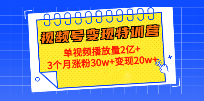 （4455期）20天视频号变现特训营：单视频播放量2亿+3个月涨粉30w+变现20w+-飓风网创资源站