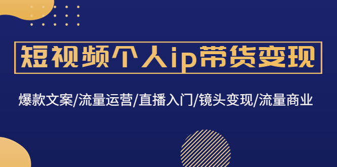 （4595期）短视频个人ip带货变现：爆款文案/流量运营/直播入门/镜头变现/流量商业-飓风网创资源站