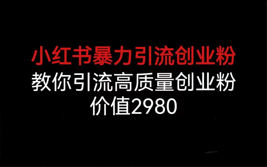 （6779期）小红书暴力引流创业粉，教你引流高质量创业粉，价值2980-飓风网创资源站