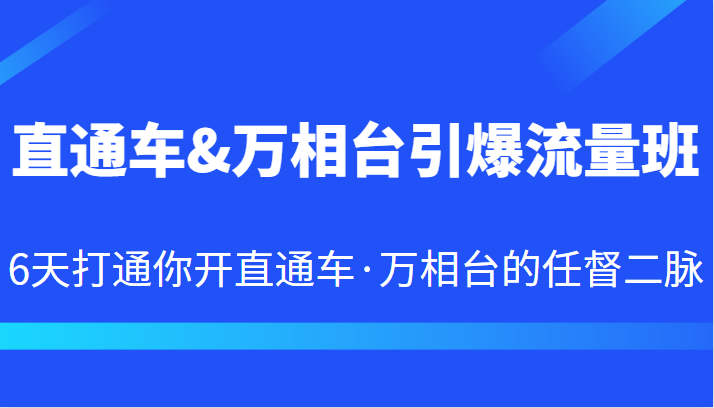 直通车&万相台引爆流量班 6天打通你开直通车·万相台的任督二脉-飓风网创资源站