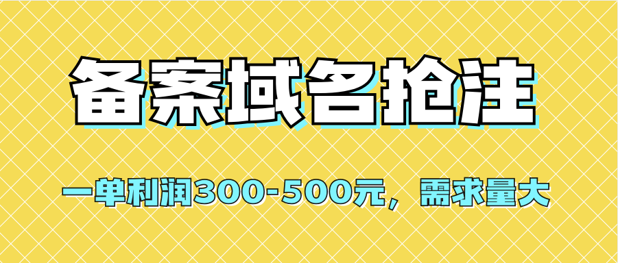 （7277期）【全网首发】备案域名抢注，一单利润300-500元，需求量大-飓风网创资源站