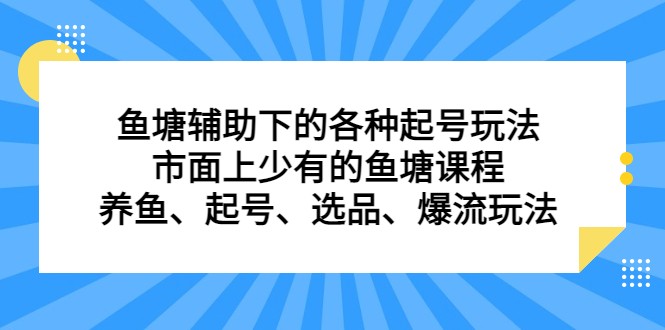 鱼塘 辅助下的各种起号玩法，市面上少有的鱼塘课程 养鱼 起号 选品 爆流…-飓风网创资源站