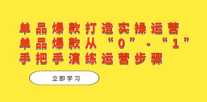 （7488期）单品爆款打造实操运营，单品爆款从“0”-“1”手把手演练运营步骤-飓风网创资源站