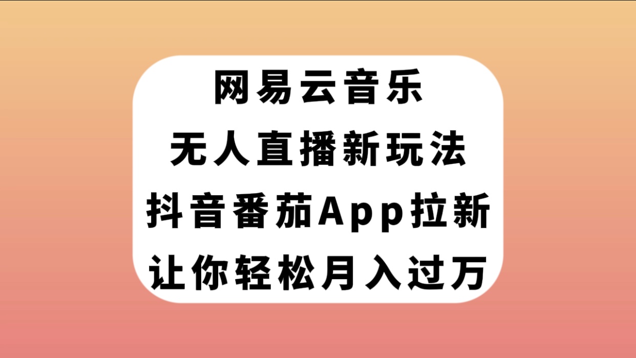 （7599期）网易云音乐无人直播新玩法，抖音番茄APP拉新，让你轻松月入过万-飓风网创资源站