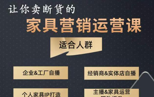 让你卖断货的家具营销运营课，打造高销量家具账号（短视频+直播+人物IP）-飓风网创资源站