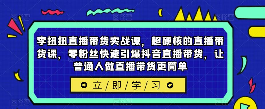 李扭扭直播带货实战课，超硬核的直播带货课，零粉丝快速引爆抖音直播带货，让普通人做直播带货更简单-飓风网创资源站