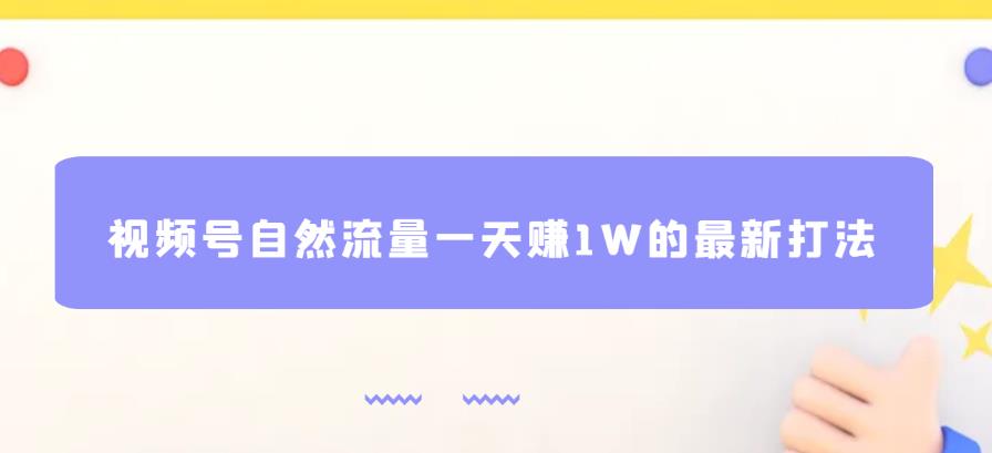 视频号自然流量一天赚1W的最新打法，基本0投资【揭秘】-飓风网创资源站