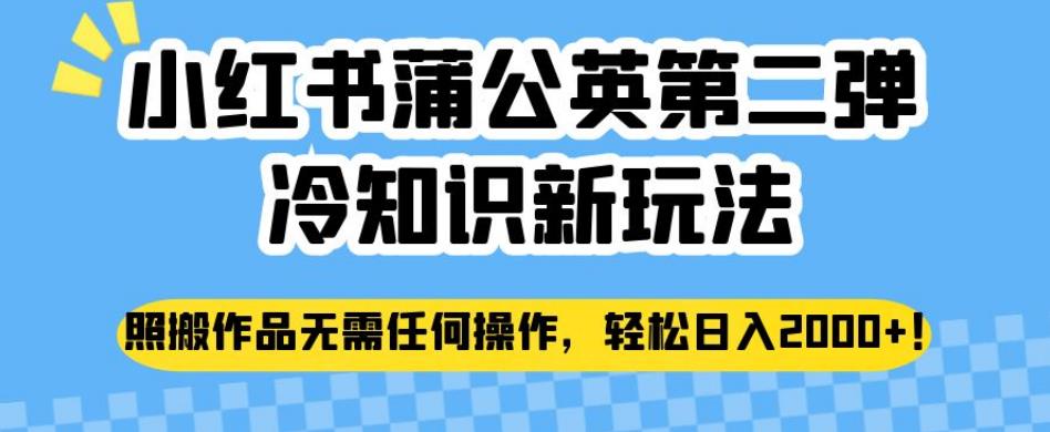 小红书蒲公英第二弹冷知识新玩法，照搬作品无需任何操作，轻松日入2000+【揭秘】-飓风网创资源站