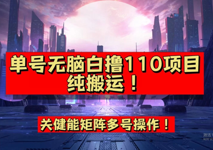 9月全网首发，单号直接白撸110！可多号操作，无脑搬运复制粘贴【揭秘】-飓风网创资源站