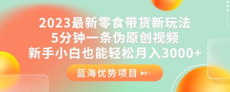 2023最新零食带货新玩法，5分钟一条伪原创视频，新手小白也能轻松月入3000+【揭秘】-飓风网创资源站