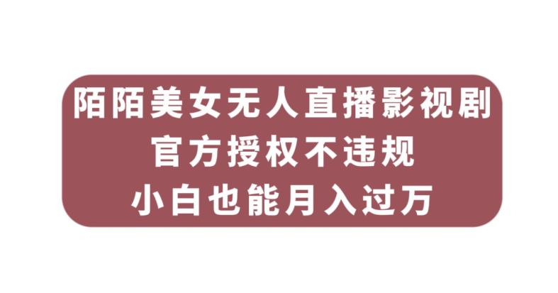 陌陌美女无人直播影视剧，官方授权不违规不封号，小白也能月入过万-飓风网创资源站