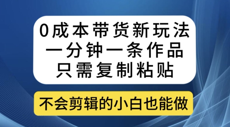 0成本带货新玩法，一分钟一条作品，只需复制粘贴就可以做-飓风网创资源站