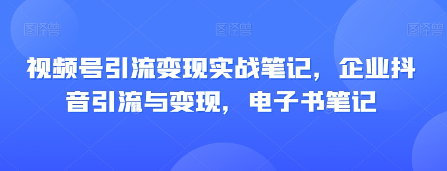 视频号引流变现实战笔记，企业抖音引流与变现，电子书笔记-飓风网创资源站