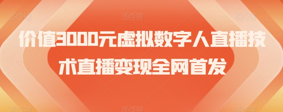 价值3000元虚拟数字人直播技术直播变现全网首发【揭秘】-飓风网创资源站