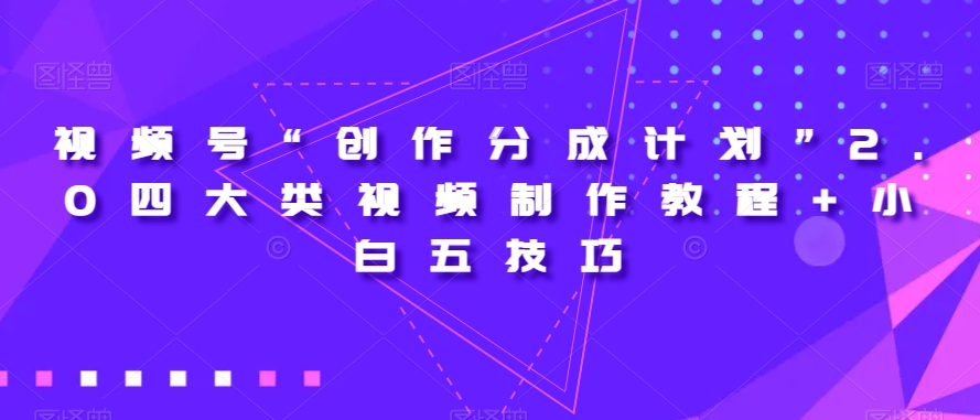 视频号“创作分成计划”2.0四大类视频制作教程+小白五技巧【揭秘】-飓风网创资源站