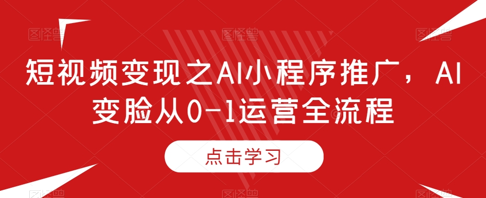 短视频变现之AI小程序推广，AI变脸从0-1运营全流程-飓风网创资源站