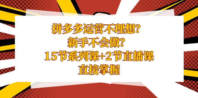 （8479期）拼多多运营不理想？新手不会做？15节系列课+2节直播课，直接掌握-飓风网创资源站