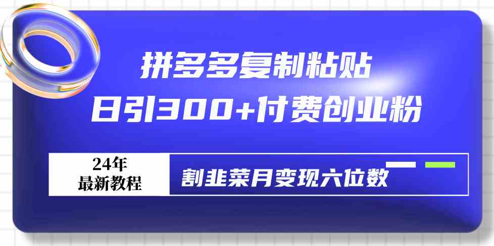 （9129期）拼多多复制粘贴日引300+付费创业粉，割韭菜月变现六位数最新教程！-飓风网创资源站