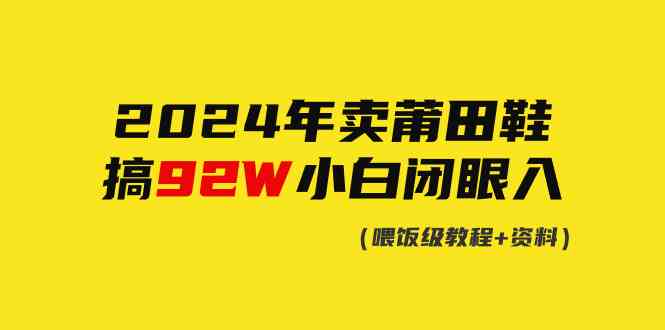 （9329期）2024年卖莆田鞋，搞了92W，小白闭眼操作！-飓风网创资源站