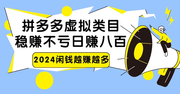 2024拼多多虚拟类目，日赚八百无本万利-飓风网创资源站