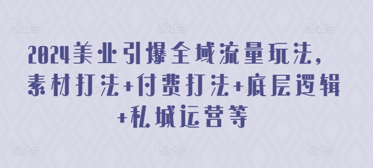 2024美业引爆全域流量玩法，素材打法 付费打法 底层逻辑 私城运营等-飓风网创资源站