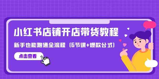 （9883期）最新小红书店铺开店带货教程，新手也能跑通全流程（6节课+爆款公式）-飓风网创资源站