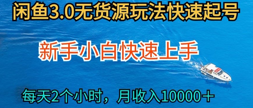 2024最新闲鱼无货源玩法，从0开始小白快手上手，每天2小时月收入过万-飓风网创资源站