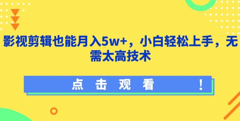 影视剪辑也能月入5w+，小白轻松上手，无需太高技术-飓风网创资源站