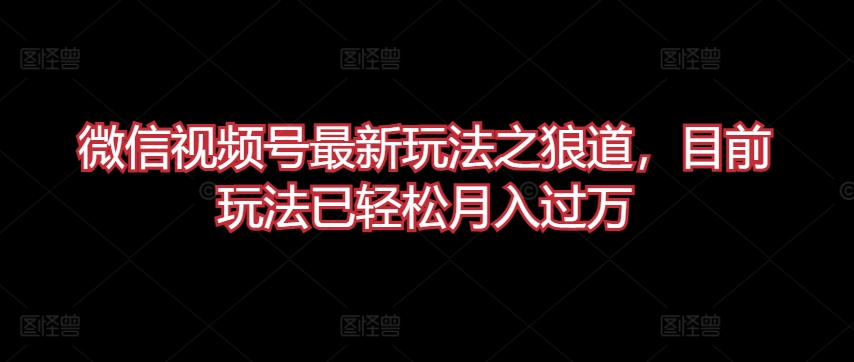 微信视频号最新玩法之狼道，目前玩法已轻松月入过万-飓风网创资源站