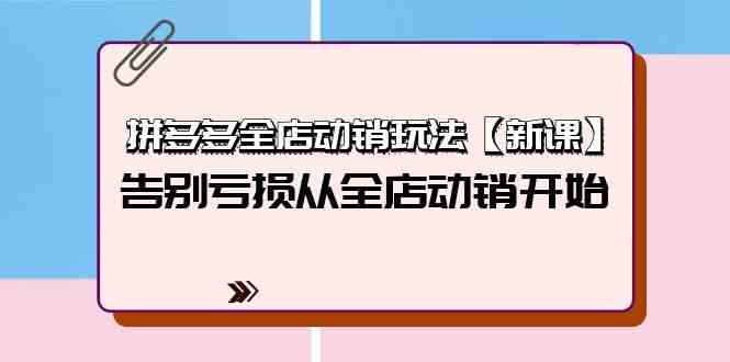 （9974期）拼多多全店动销玩法【新课】，告别亏损从全店动销开始（4节视频课）-飓风网创资源站