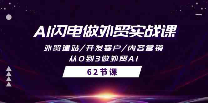 AI闪电做外贸实战课，外贸建站/开发客户/内容营销/从0到3做外贸AI（61节）-飓风网创资源站