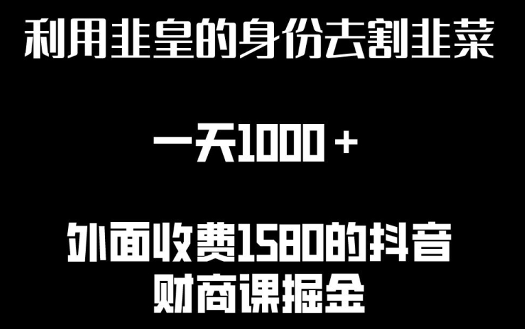 利用非皇的身份去割韭菜，一天1000+(附详细资源)-飓风网创资源站