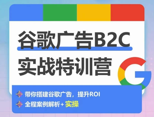 谷歌广告B2C实战特训营，500+谷歌账户总结经验，实战演示如何从0-1搭建广告账户-飓风网创资源站