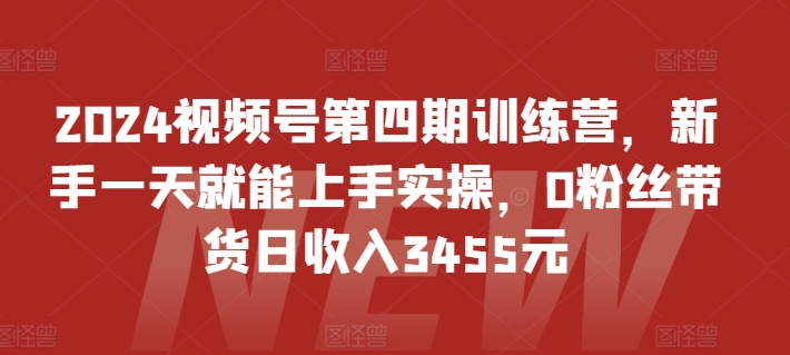 2024视频号第四期训练营，新手一天就能上手实操，0粉丝带货日收入3455元-飓风网创资源站