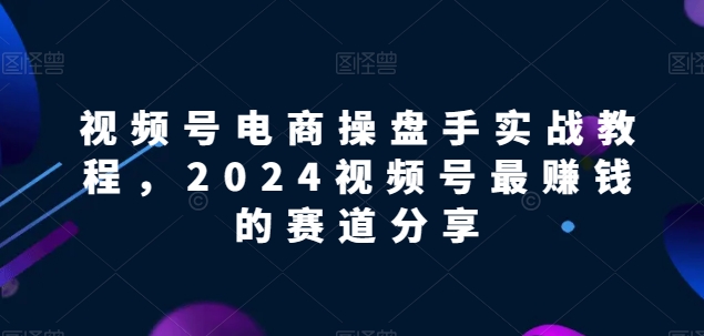 视频号电商实战教程，2024视频号最赚钱的赛道分享-飓风网创资源站