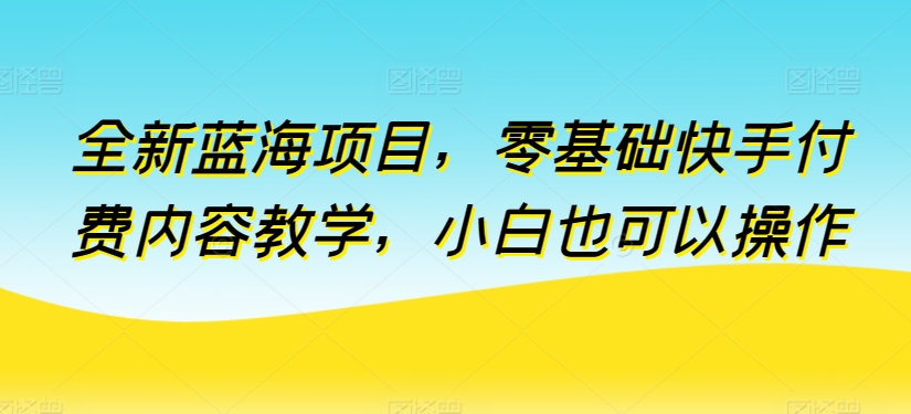 全新蓝海项目，零基础快手付费内容教学，小白也可以操作-飓风网创资源站