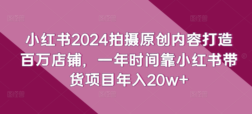 小红书2024拍摄原创内容打造百万店铺，一年时间靠小红书带货项目年入20w+-飓风网创资源站