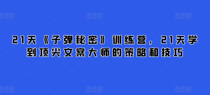 21天《子弹秘密》训练营，21天学到顶尖文案大师的策略和技巧-飓风网创资源站