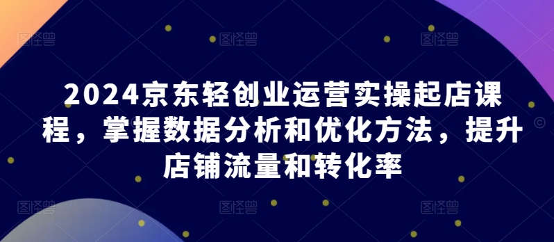 2024京东轻创业运营实操起店课程，掌握数据分析和优化方法，提升店铺流量和转化率-飓风网创资源站