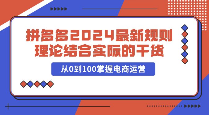 拼多多2024最新规则理论结合实际的干货，从0到100掌握电商运营-飓风网创资源站