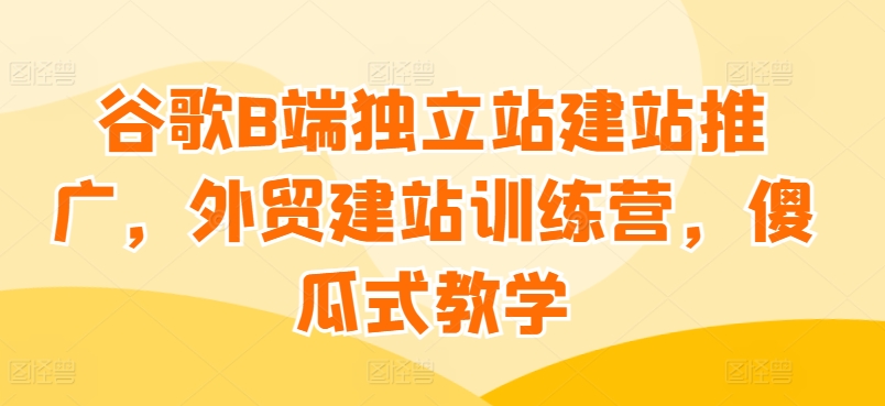 谷歌B端独立站建站推广，外贸建站训练营，傻瓜式教学-飓风网创资源站