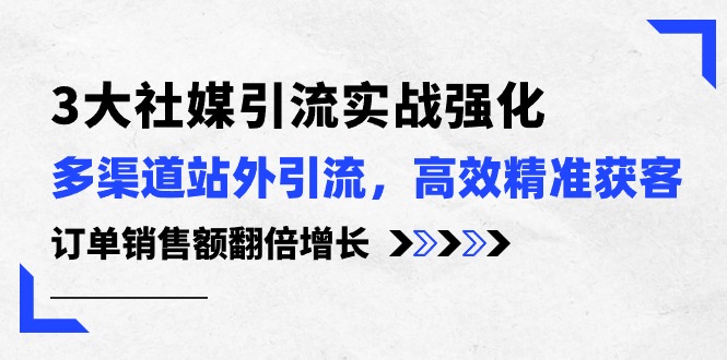 3大社媒引流实操强化，多渠道站外引流/高效精准获客/订单销售额翻倍增长-飓风网创资源站