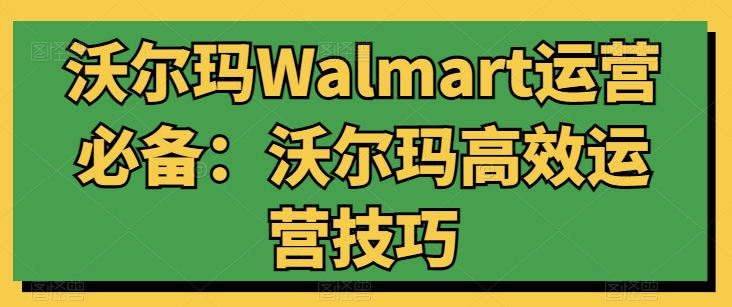 沃尔玛Walmart运营必备：沃尔玛高效运营技巧-飓风网创资源站