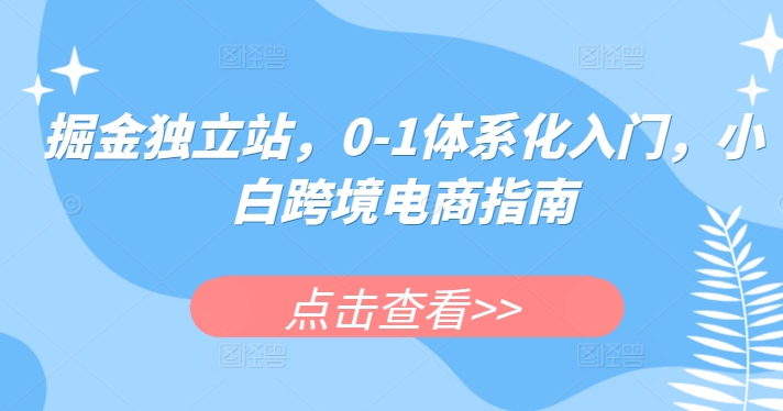 掘金独立站，0-1体系化入门，小白跨境电商指南-飓风网创资源站