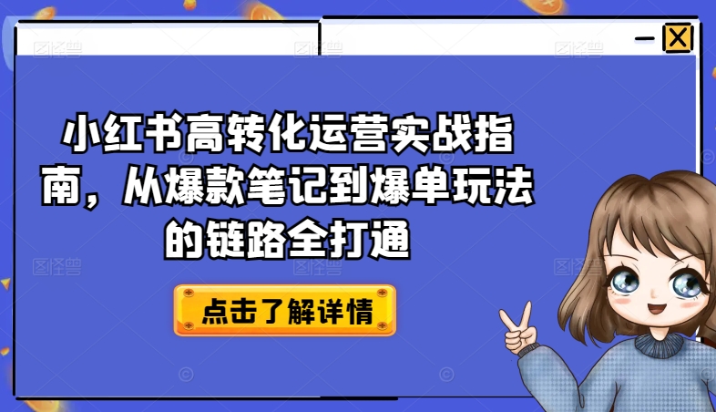 小红书高转化运营实战指南，从爆款笔记到爆单玩法的链路全打通-飓风网创资源站