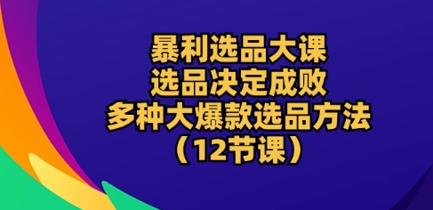 暴利选品大课：选品决定成败，教你多种大爆款选品方法(12节课)-飓风网创资源站