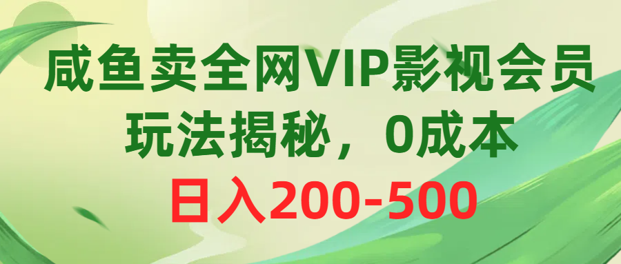 （10517期）咸鱼卖全网VIP影视会员，玩法揭秘，0成本日入200-500-飓风网创资源站