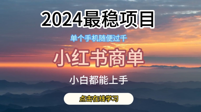 2024最稳蓝海项目，小红书商单项目，没有之一-飓风网创资源站