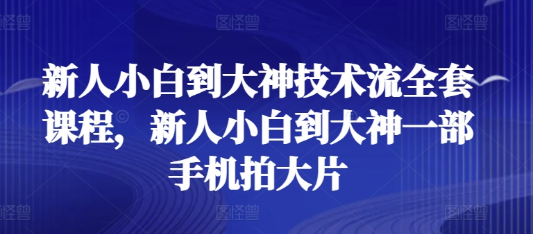 新人小白到大神技术流全套课程，新人小白到大神一部手机拍大片-飓风网创资源站