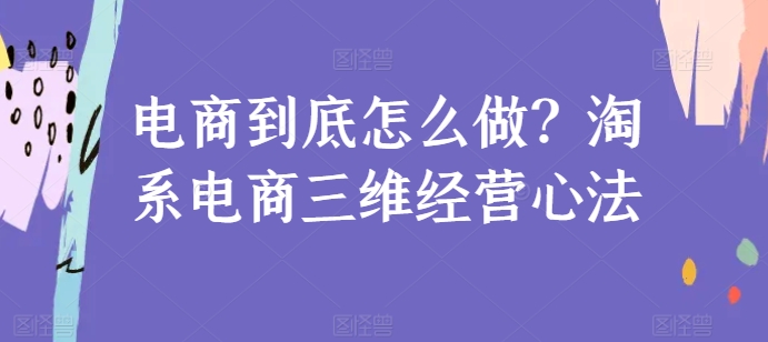 电商到底怎么做？淘系电商三维经营心法-飓风网创资源站